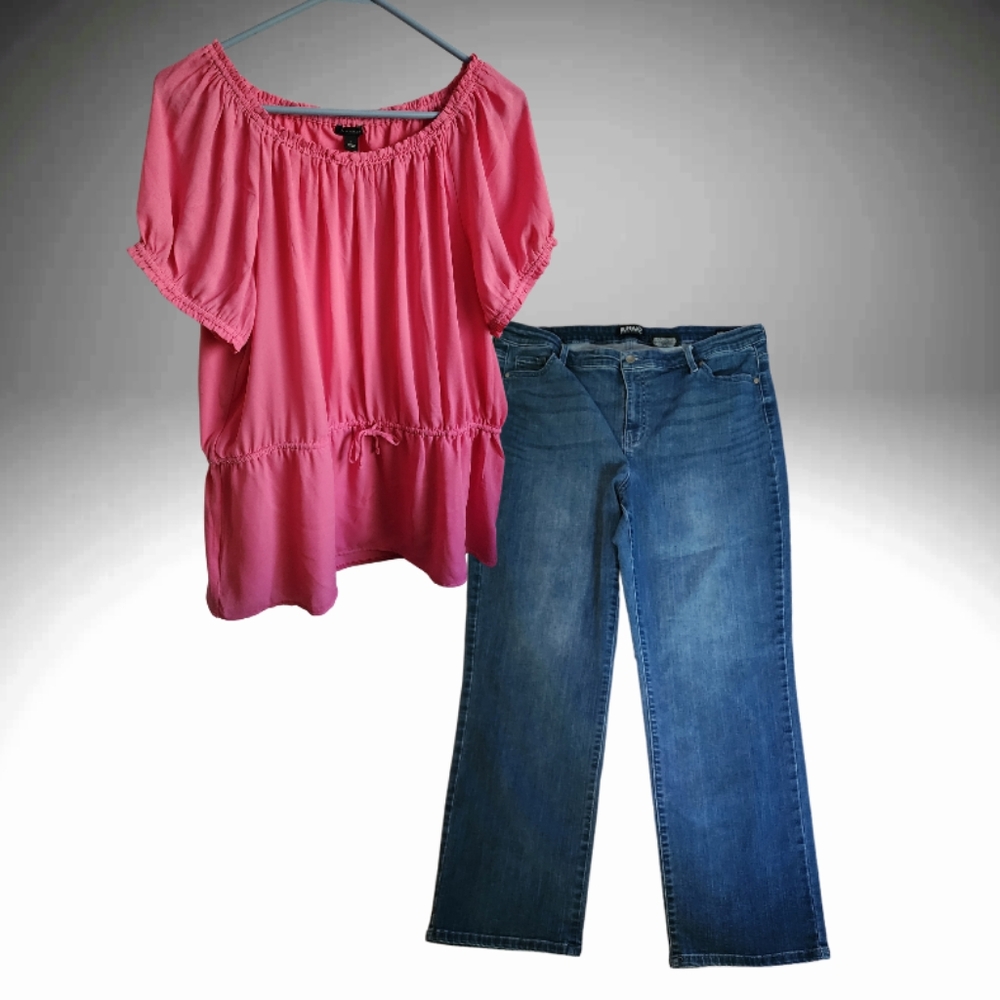 Ann Taylor hot pink drawstring waisted top, sz L